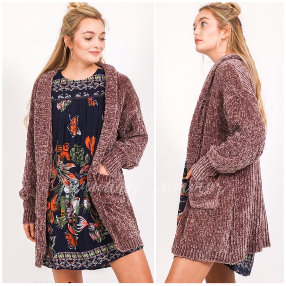 ❄️RESTOCKED//BLUSH CHENILLE KNIT CARDIGAN - Picture 5 of 7